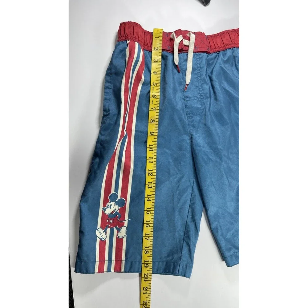 Disney Junk Food Mickey Mouse Swim Trunks Blue Red White Striped Men's Large